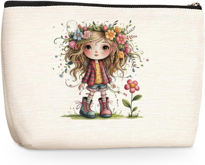 Cute Girl Makeup Bag, Flower Travel Makeup Case Cosmetic Bags for Women | Portab