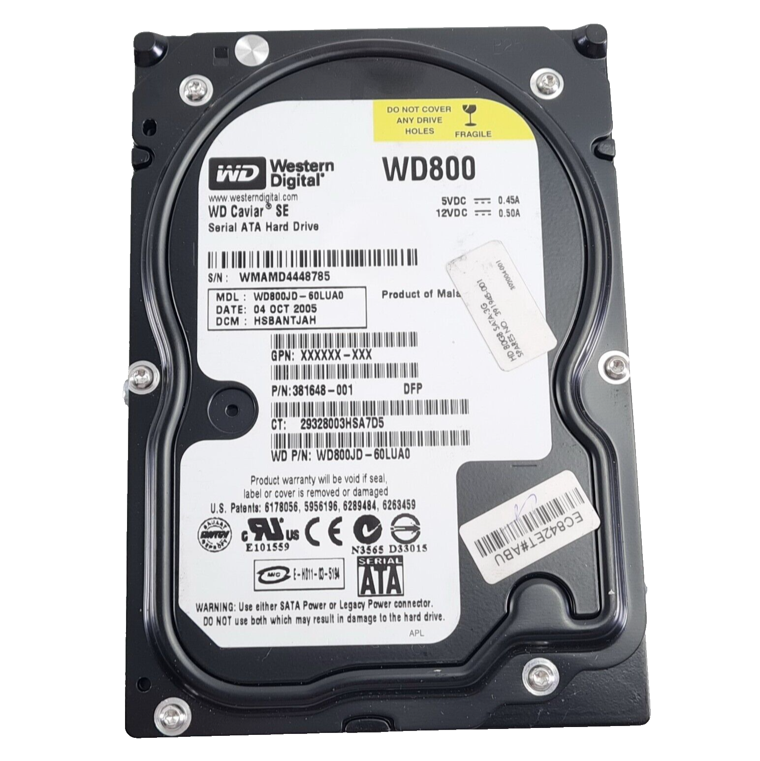 80GB SATA 3.5 7200RPM 3Gb/s HDD - WD800JD-55MUA1