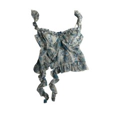 Edikted Floral Cascade Ruffle Camisole Large Blue Bustier Top