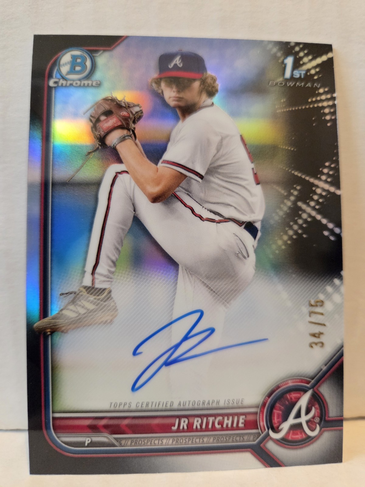 JR Ritchie 2022 Bowman Chrome Draft Black Refractor Auto /75 1st Prospect Rookie