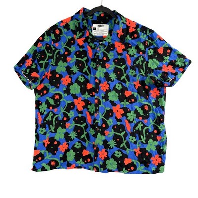 Target Latino Heritage Month Mens Floral Button Up Shirt Blue XL