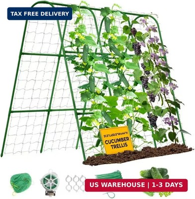 Cucumber Trellis for Raised Bed, U-Shape Metal Garden Trellis for Climbing Plant