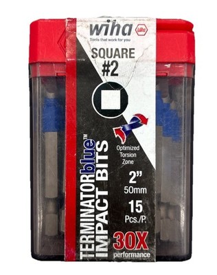Wiha  Terminatorblue Impact Bits, Square #2 x 2  15 Pieces, 30X Performance {ZZ}