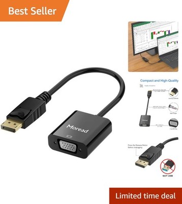Portable Gold-Plated DP to VGA Adapter for Monitors & Projectors - Lightweight