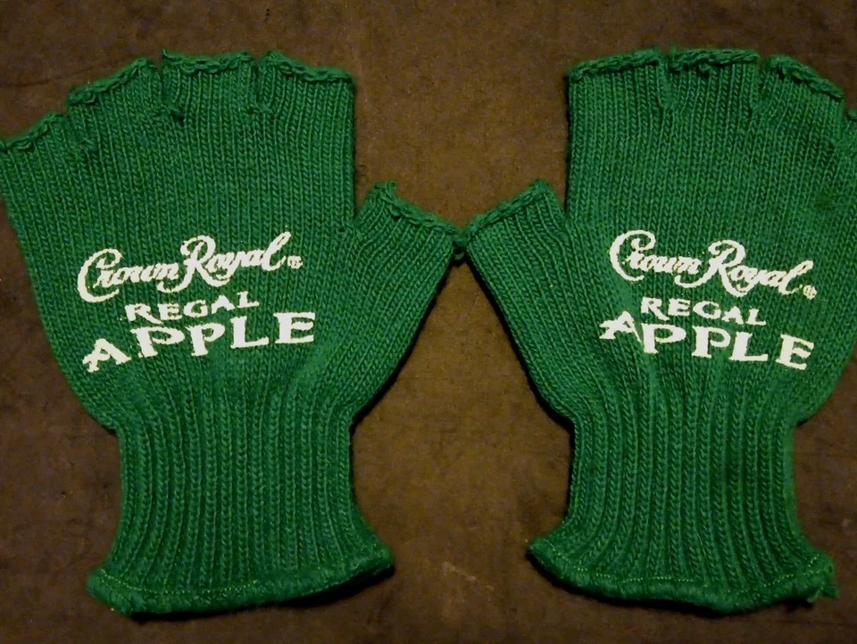 Unisex S/M Crown Royal Regal Apple Collectors Green Fingerless Gloves Foto 2 de 4