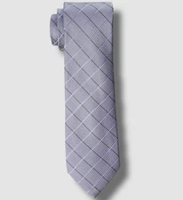 Calvin Klein Men's Purple Hi-Rise Grid Silk Neck-Tie Size 56 x 3