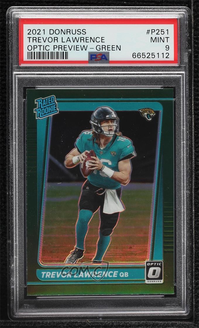 2021 Donruss Rated Optic Holo Green Preview Trevor Lawrence PSA 9 Rookie RC 0d75