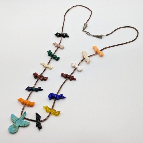 Collar fetiche vintage de animales con piedras preciosas de una sola hebra de nativos americanos 27,5 pulgadas - Imagen 4 de 11