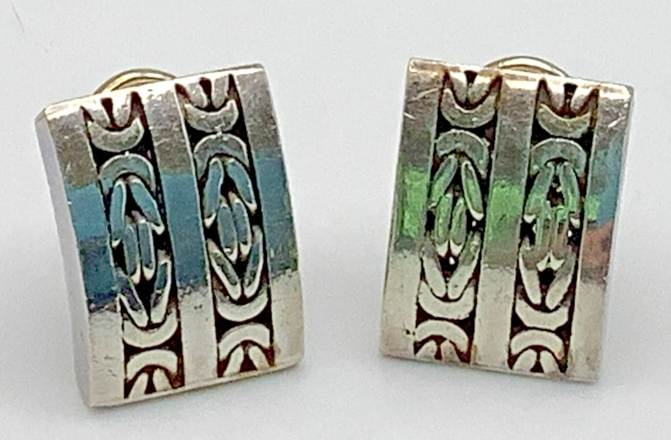 Lois Hill Indonesia Sterling Silver Byzantine Style Earrings Omega Backs - Image 2 of 4