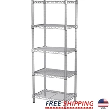 Adjustable 5 Tier Heavy Duty Storage Shelf Waterproof No Tools Assembly New