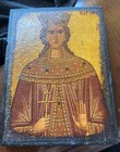 Vintage  Greek Orthodox Byzantine Icons St Catherine & St Demetrios Made Greece — photo 2