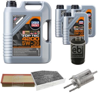 FEBI BILSTEIN Inspektionspaket 8L Liqui Moly Top Tec 4200 5W-30 für VW Golf VI