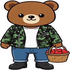 30 Custom Green Camo Cute Love Bear Personalized Address Labels