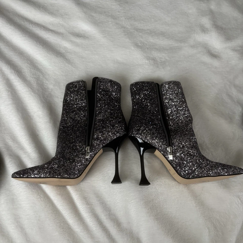 Botas puntiagudas Marc Fisher plateadas con tacón brillante talla 8 1/2 para mujer Foto 3 de 4