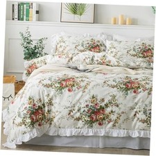 Floral Duvet Cover Set King/Cal King  102 96 King/California King Soft White