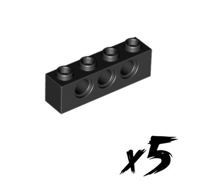 5x LEGO 3701   1 x 4 Technic Stein Brick  schwarz   black