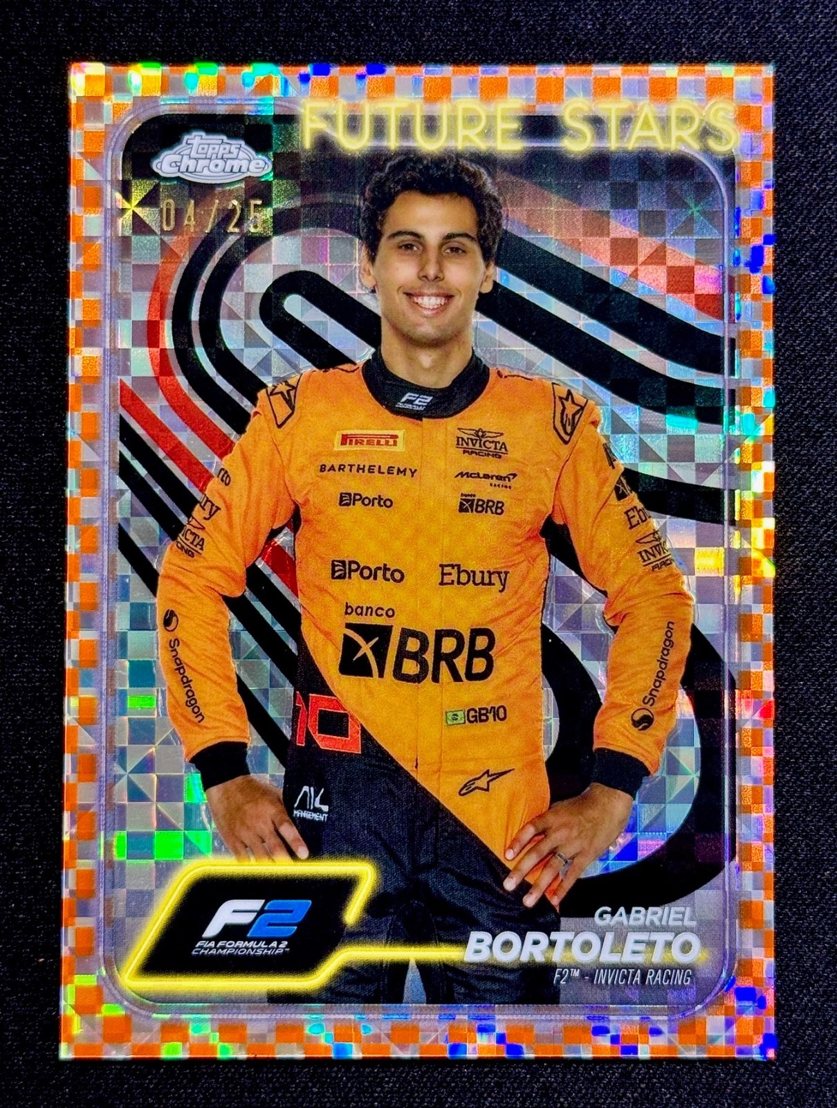 2024 Topps Chrome Formula 1 Gabriel Bortoleto #28 Orange Check Refractor /25 🔥