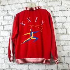 Vintage Puma International Track Jacket XXIV Red Retro Ribbed Collar Cuff size M
