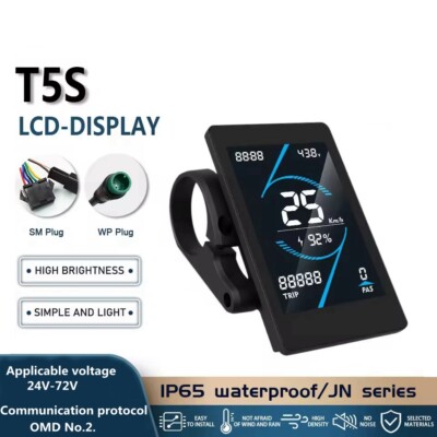 EBike 24V/36V/48V/72V T5S Display Colour Screen Power Speed Meter Control Panel