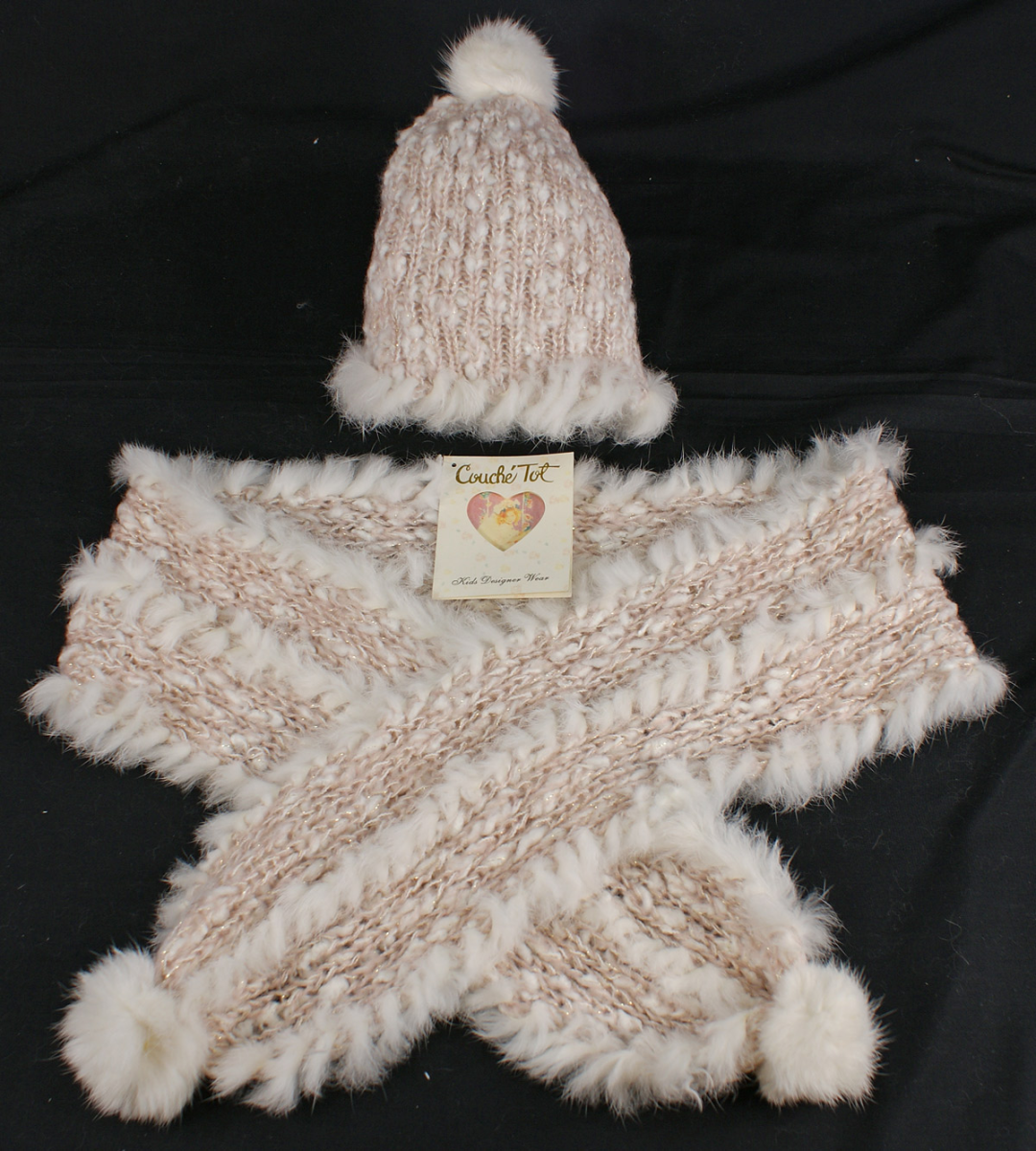 Hat Scarf Couche Tot Designer POM POM Girl Knitted Faux Fur