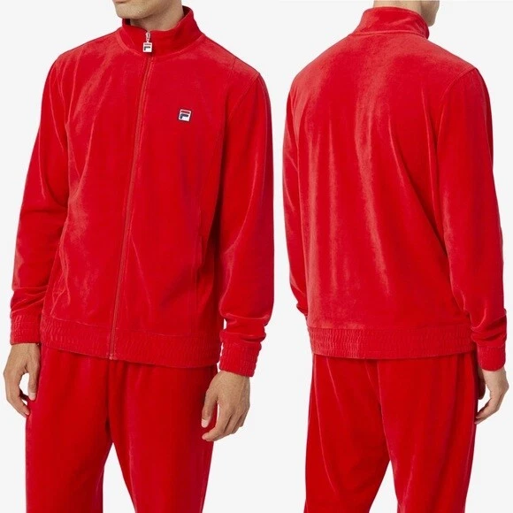 Men’s Fila Red Velour Fashion Tracksuit