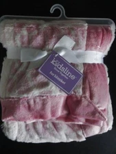 NWT Kidsline Girl's Zebra Faux Fur Plush Patchwork Pink Baby Blanket