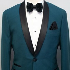 New Tuxedo Slim Fit Teal Blue 38 Regular Shawl