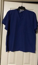 Cherokee WorkWear Unisex V-Neck Scrub Top 1 Pocket Navy Blue Size Small