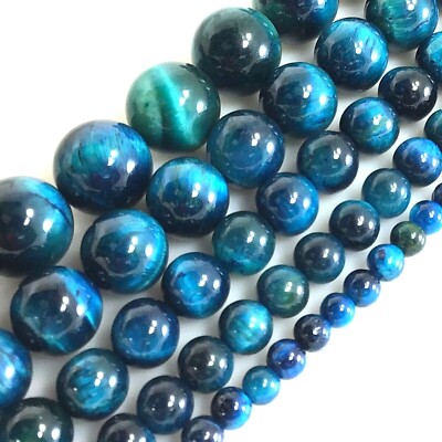 Gemstone Turquoise Blue Tiger eye Round Bead 15'' 4mm 6mm 8mm 10mm 12mm Beading