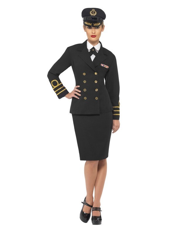 Adult Costume Ladies Naval Officer Fancy Dress Womens White Navy Officer  Costume