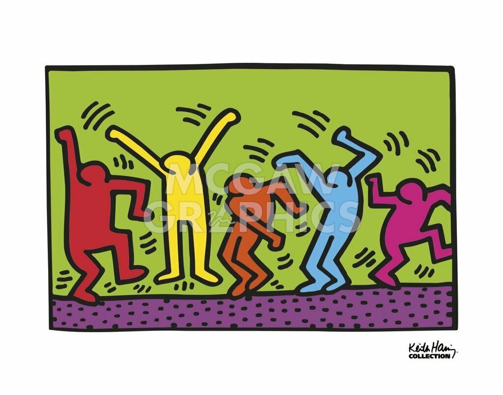 Прыгай пляши. Кит Харинг Пляшущие человечки. Keith Haring постеры. Keith Haring картины в интерьере. Кит Харинг художник.