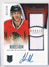 2013-14 ROOKIE ANTHOLOGY DUAL JERSEYS AUTOGRAPH JOAKIM NORDSTROM ROOKIE AUTO
