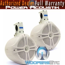 POWER ACOUSTIK MWT-80 WHITE 8" 750W MARINE BOAT WAKE TOWER TWEETERS SPEAKERS NEW
