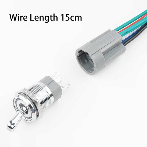 16mm LED 1NO Toggle Switch Metal Latching Rocker Arm Switch 15A 3-24V Waterproof - Picture 3 of 9