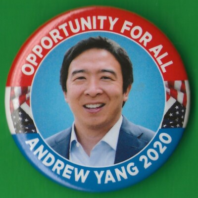2020 Andrew Yang 2-1/4'' / (D)Presidential Hopeful Campaign Button(Pin 01)