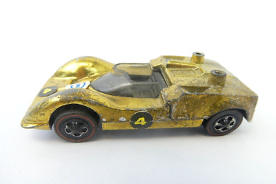 Vintage Used 1968 Redline Mattel Hot Wheels Chaparral 2G Gold Toy Car