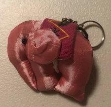 Elephant Keychain Stuffed Pink Plush Key Ring Keyring Key Chain Trunk Up