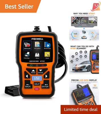 Portable OBDII Scanner with Live Data and Fault Code Support for All Vehicles