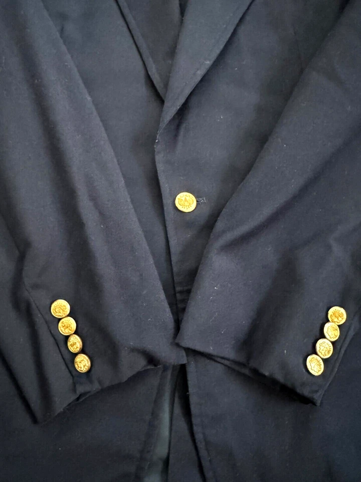 Chaqueta Blazer Abrigo De Colección Southwick Para Hombre 42L Largo Azul Marino Oscuro Dorado Botones Lana Foto 3 de 4