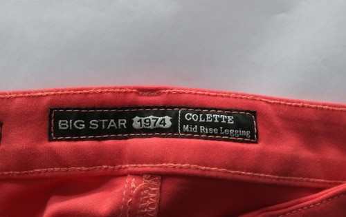 Big Star Colette Mid-Rise Jeans Size 24 Skinny Stretch Legging Red Orange - Picture 6 of 10