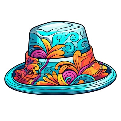 Vibrant Beach Hat Sticker, Water Bottle Laptop Decal, Vacation Travel Souvenir