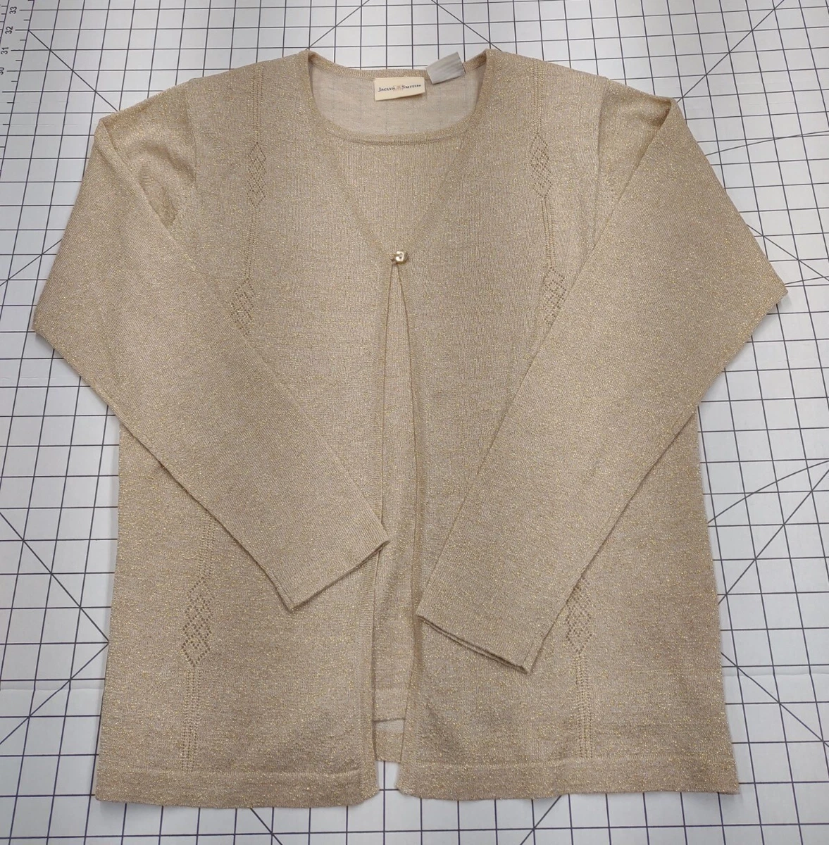 Vintage Sweater Silk Blend Gold Metallic Women's Small