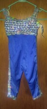 Girls Curtain Call Costumes Size CSM Blue Outfit Silver Sequin Cute