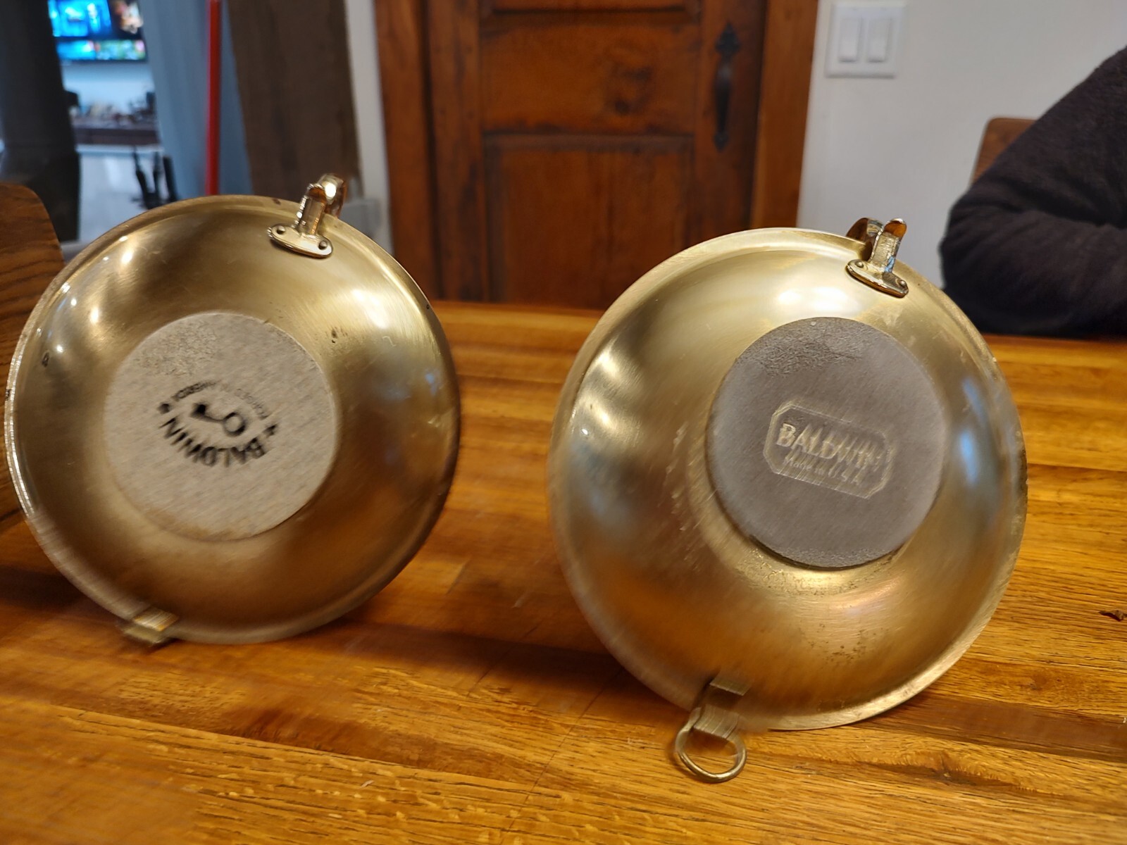 Pair  Baldwin Solid Brass Swinging Candle Holders for Table or Wall 7 Inch . 