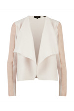 Knit Gaeton TED BAKER Wool Leather Jacket Nude Pink RRP £270 Size 0 UK 6