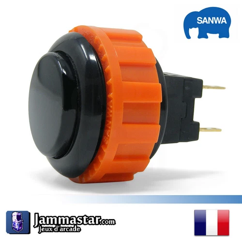 Original Sanwa Denshi OBSN-24 Arcade Buttons - Genuine Sanwa - Black - Black