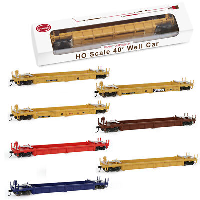 Evemodel Train 3 Units HO Scale 1:87 40' Well Car 40ft Painted Trailer TTX C8749