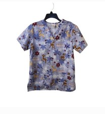 Rudolph the Red Nosed Reindeer Blue Christmas Scrub Top Size Small