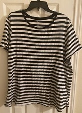 T-shirt donna Dip bianca e nera a righe manica corta taglia 3X