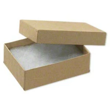 300 Jewelry Boxes Gift Lidded Kraft Cotton Filled Tan 3" x 2" x 1" Pins Brooches